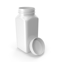 Plastic Square Bottle 8oz White 240ml Open PNG & PSD Images