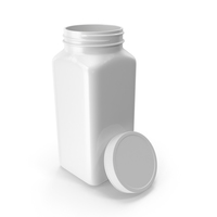 Plastic Square Bottle 16oz White 480ml Open PNG & PSD Images