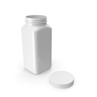 Plastic Square Bottle 16oz White 480ml Open PNG & PSD Images