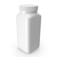 Plastic Square Bottle 16oz White 480ml Closed PNG & PSD Images