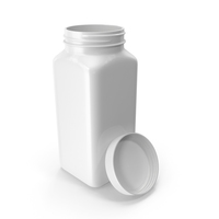 Plastic Square Bottle 16oz White 480ml Open PNG & PSD Images