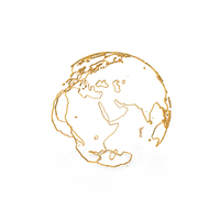 Earth Contours of Continents Made of Gold Wire PNG & PSD Images