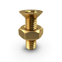 Gold Bolt with Nut PNG & PSD Images
