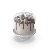 Snowflake Drip Cake with Glass Dome PNG & PSD Images