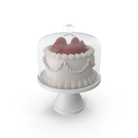 Cake with Strawberries and Glass Dome PNG & PSD Images