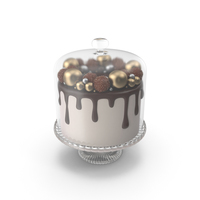Chocolate Cake with Candy Decor and Glass Dome PNG & PSD Images