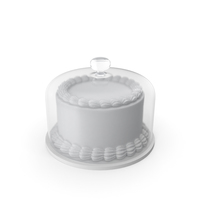 White Round Cake with Glass Dome PNG & PSD Images