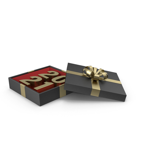 Gold Symbol 2021 in Black Gift Box with Gold Ribbon PNG & PSD Images