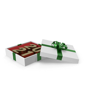 Gold Symbol 2021 in White Gift Box with Green Ribbon PNG & PSD Images
