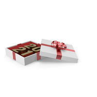 Gold Symbol 2021 in White Gift Box with Red Ribbon PNG & PSD Images