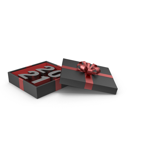 Silver Symbol 2021 in Black Gift Box with Red Ribbon PNG & PSD Images