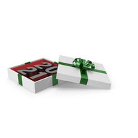Silver Symbol 2021 in White Gift Box with Green Ribbon PNG & PSD Images