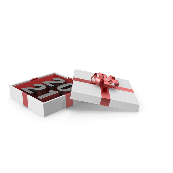 Silver Symbol 2021 in White Gift Box with Red Ribbon PNG & PSD Images