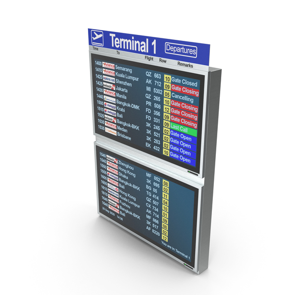 Flight Board Information Display PNG & PSD Images