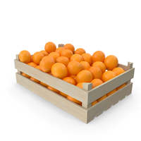 带橙子PNG和PSD图像的木制箱子