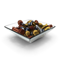 Square Bowl with Mixed Fancy Wrapped Candy PNG & PSD Images