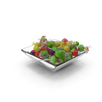 Square Bowl With Mixed Wrapped Hard Candy PNG & PSD Images