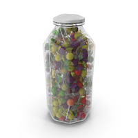 Octagon Jar with Mixed Wrapped Hard Candy PNG & PSD Images