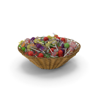 Wicker Basket with Mixed Wrapped Hard Candy PNG & PSD Images