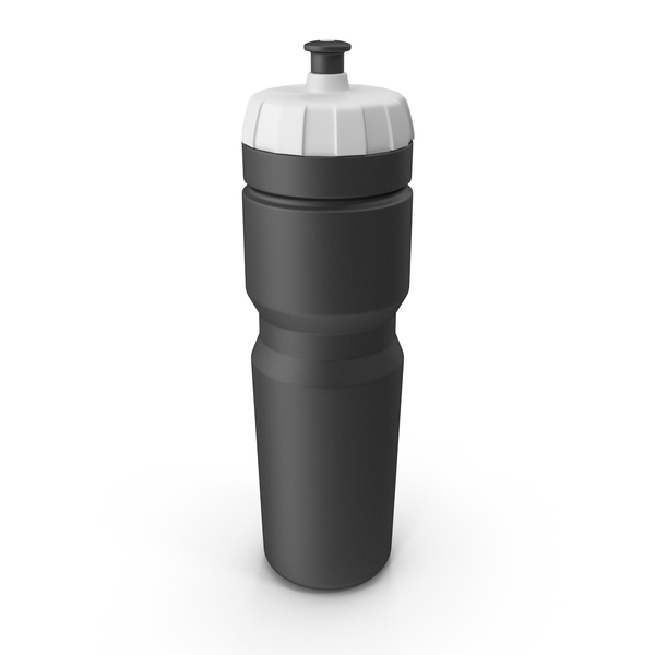 Black Sport Bottle with White Cap PNG & PSD Images