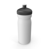 White Sport Bottle with Black Cap PNG & PSD Images