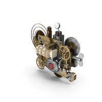 Clockwork Gear with Counter Mechanism Bronze PNG & PSD Images