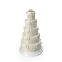 White Wedding Cake with Pearls and Bows PNG & PSD Images