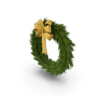 Christmas Wreath with Gold Bow PNG & PSD Images