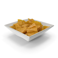 Square Bowl with Corn Tortilla Nacho Chips PNG & PSD Images
