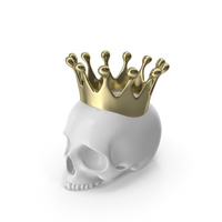 White Skull Head Candle with Gold Crown PNG & PSD Images