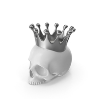 White Skull Head Candle with Silver Crown PNG & PSD Images