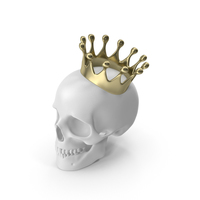 White Skull With Gold Crown PNG & PSD Images