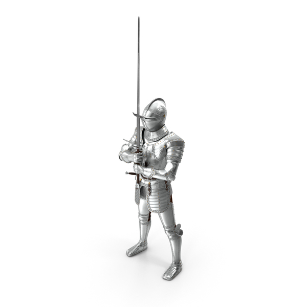 Polished Medieval Knight Plate Armor holding Zweihander PNG & PSD Images
