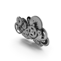 Clockwork Gear Mechanism Silver PNG & PSD Images