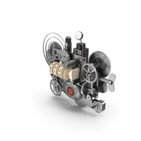 Clockwork Gear with Counter Mechanism Silver PNG & PSD Images