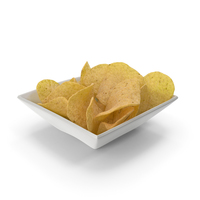 Square Bowl with Potato Chips PNG & PSD Images