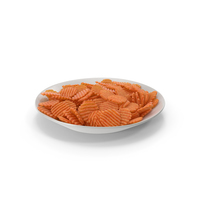 Plate with BBQ Crinkle Cut Wavy Potato Chips PNG & PSD Images