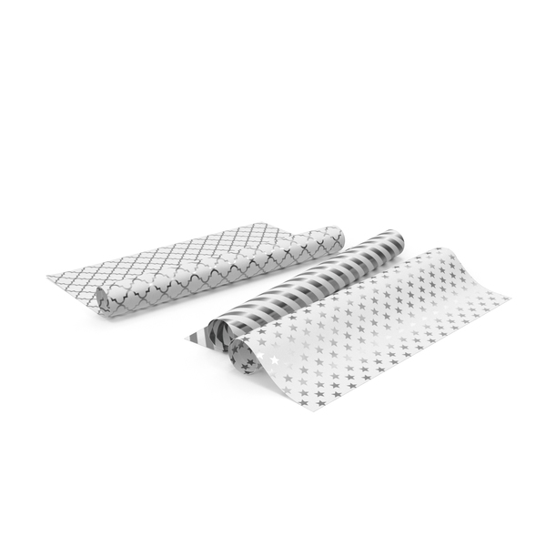 Three Silver and White Paper Rolls for Gifts PNG & PSD Images