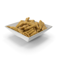 Square Bowl with Cone Shaped Corn Snacks PNG & PSD Images