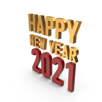 Happy New Year 2020 Symbol Gold and Red PNG & PSD Images
