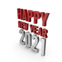Happy New Year 2021 Symbol Red and Silver PNG & PSD Images