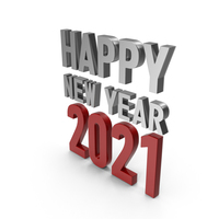 Happy New Year 2021 Symbol Silver and Red PNG & PSD Images
