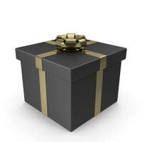 Black Gift Box with Gold Bow PNG & PSD Images