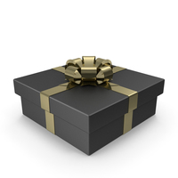 Black Gift Box with Gold Bow PNG & PSD Images