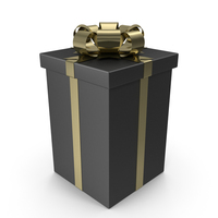 Black Gift Box with Gold Bow PNG & PSD Images