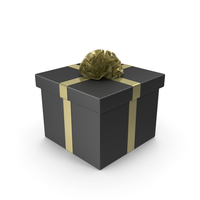 Black Gift Box with Gold Ribbon PNG & PSD Images
