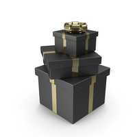 Tree Black Gift Boxes with Gold Bow PNG & PSD Images