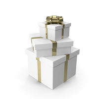 Tree White Gift Boxes with Gold Bow PNG & PSD Images
