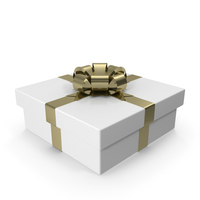 White Gift Box with Gold Bow PNG & PSD Images