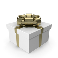 White Gift Box with Gold Bow PNG & PSD Images
